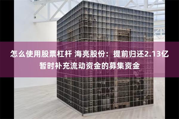 怎么使用股票杠杆 海亮股份：提前归还2.13亿暂时补充流动资金的募集资金