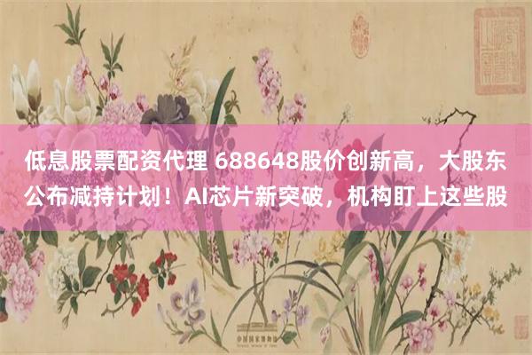 低息股票配资代理 688648股价创新高，大股东公布减持计划！AI芯片新突破，机构盯上这些股